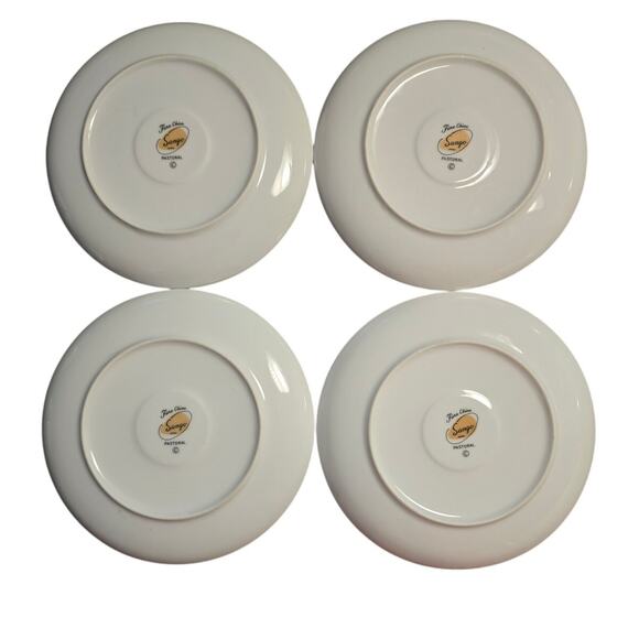 VTG Sango Japan Gold Rim Pastoral Pink Roses Flat Cup & Saucer Set of 4 READ - Picture 4 of 7